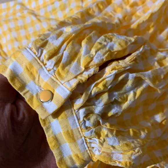 Forever 21 Yellow + White Checkered Off Shoulder Top - Picture 4 of 5
